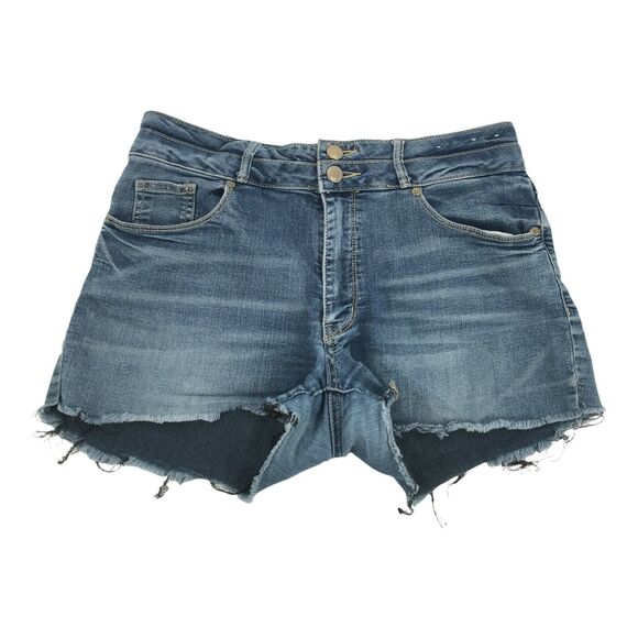 Mossimo Supply Co Cut Off Jean Shorts 8 Womens Medium Blue Wash Denim Distressed - Picture 1 of 8